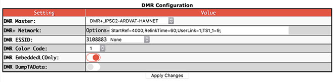 Digital mode configuration settings - DMR+