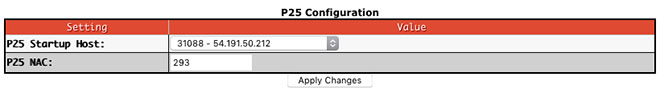 Digital mode configuration settings - P25