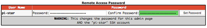 Remote Access Password configuration